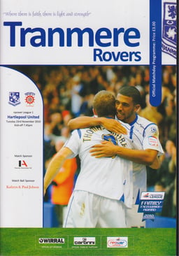 Tranmere Rovers v Hartlepool United Match Programme 2010-11-23